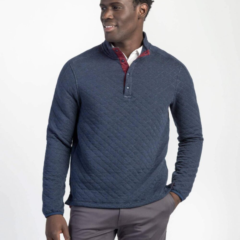 RHONE Men's M Quiet Luxury The‎ Gramercy Snap Quilted Mock Neck Pullover Sweater